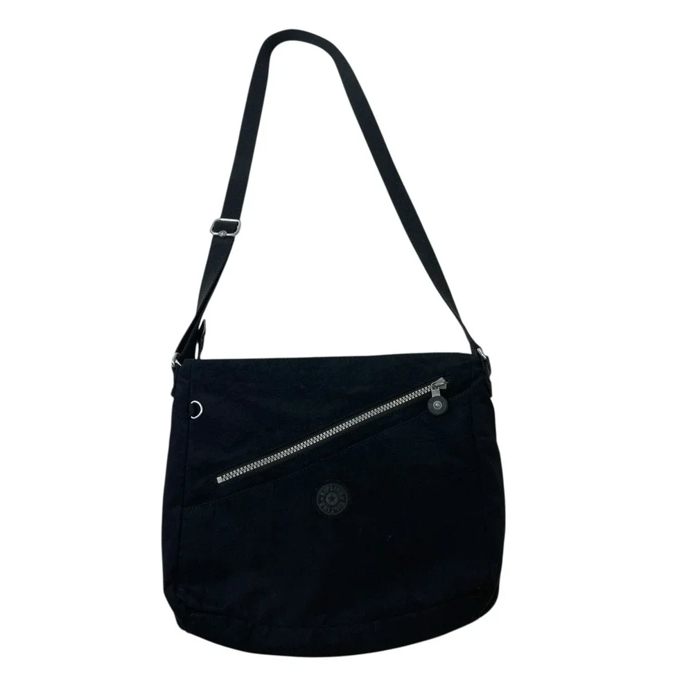 Kipling Black Nylon Crossbody Messenger Bag Tablet Zip Top Adjust Strap Purse
